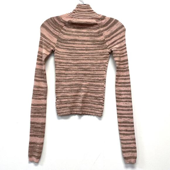 Wild Fable NWOT XXL Pink & Brown Striped Cut Out Long Sleeve Turtleneck Sweater - Picture 5 of 5